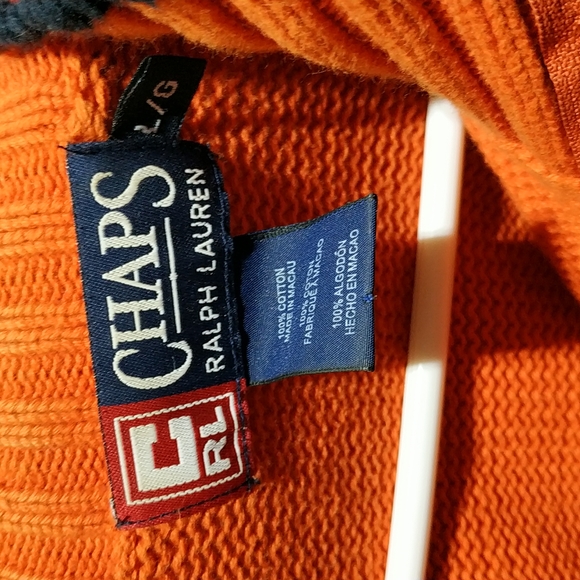 Chaps Ralph Lauren Men's mock neck Y2K vintage kinted sweater zip up size L - Picture 6 of 6